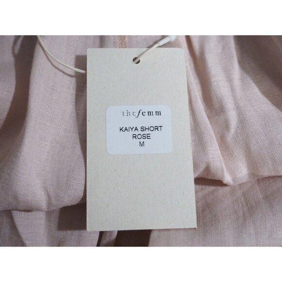 The Femm, Kaiya Rose Pink 100% Linen Shorts $265 NWT! US Size M - Picture 10 of 12